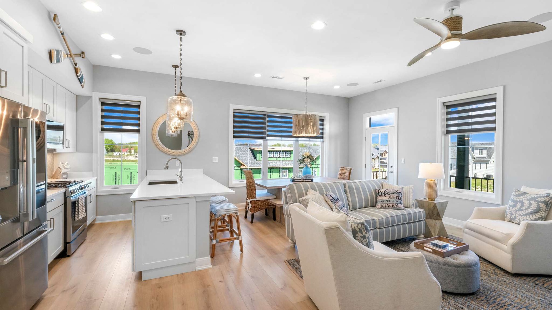 Relax in this bright open-concept space where you can cook, dine, and unwind together.