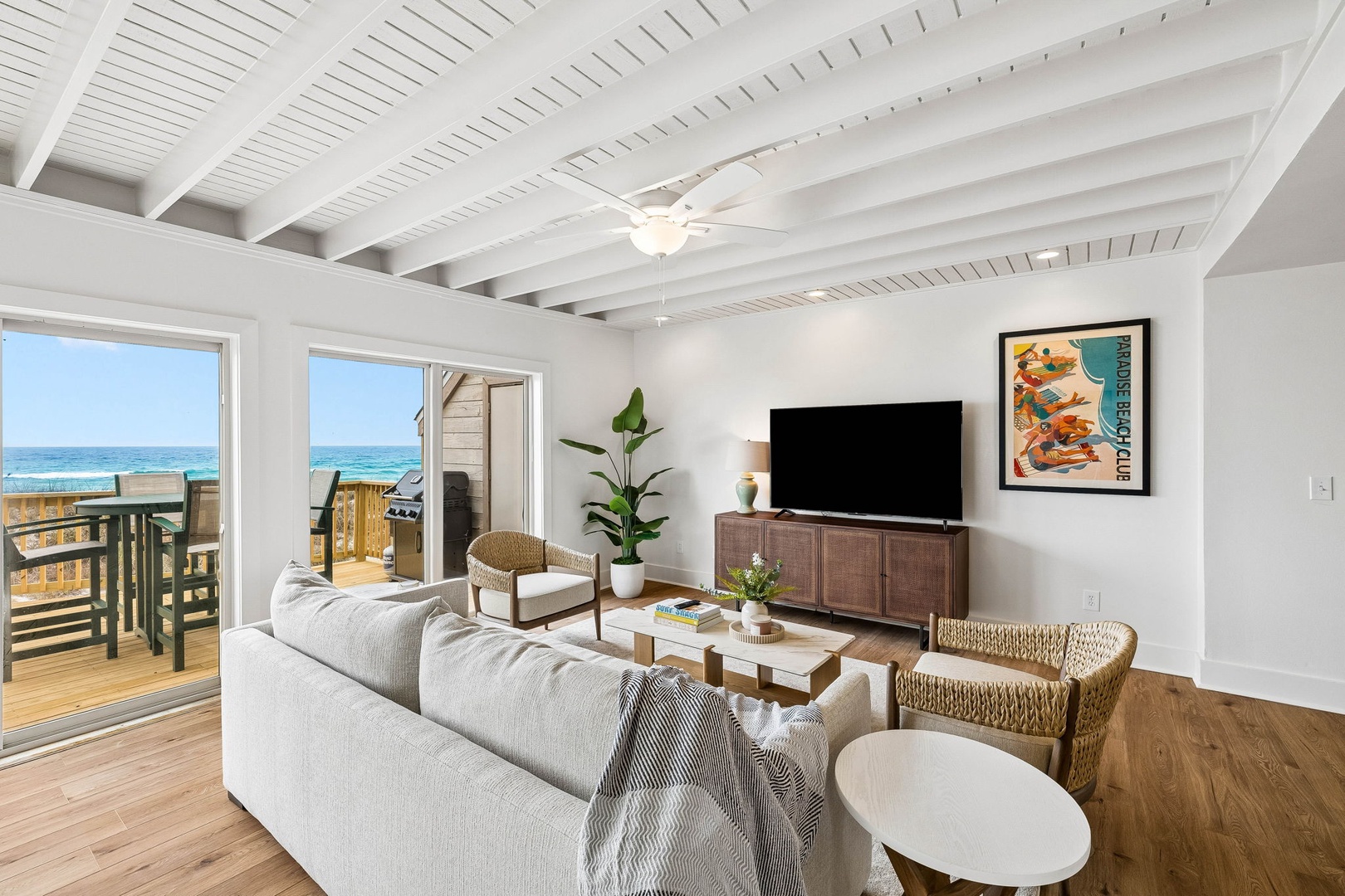 Unwind in this bright coastal living space where ocean breezes meet modern comfort. Your private balcony opens to stunning sea views, perfect for morning coffee or evening relaxation.