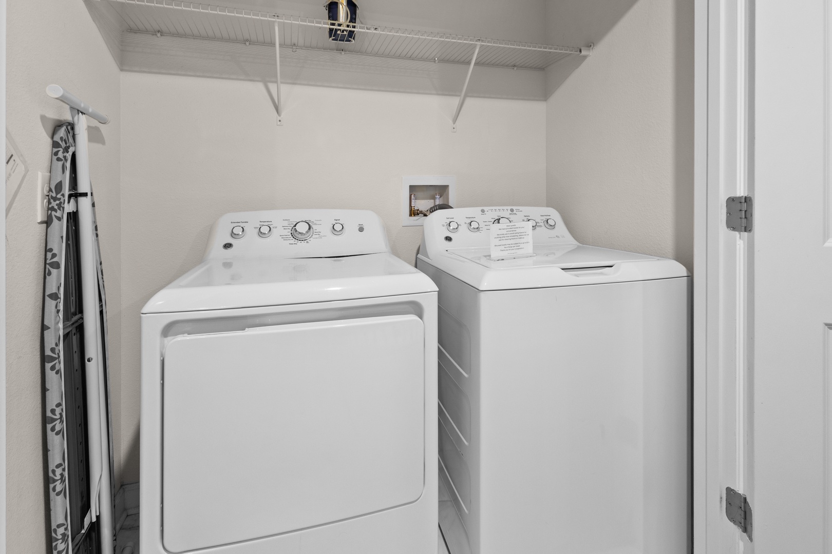 Keep your vacation wardrobe fresh with your own private washer and dryer, perfectly positioned for effortless laundry days.