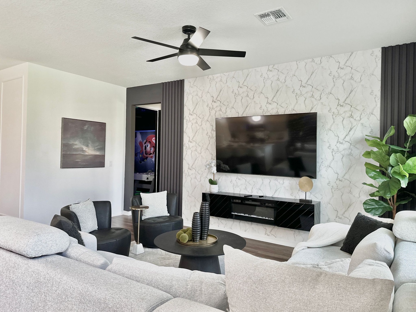 living room with view of TV