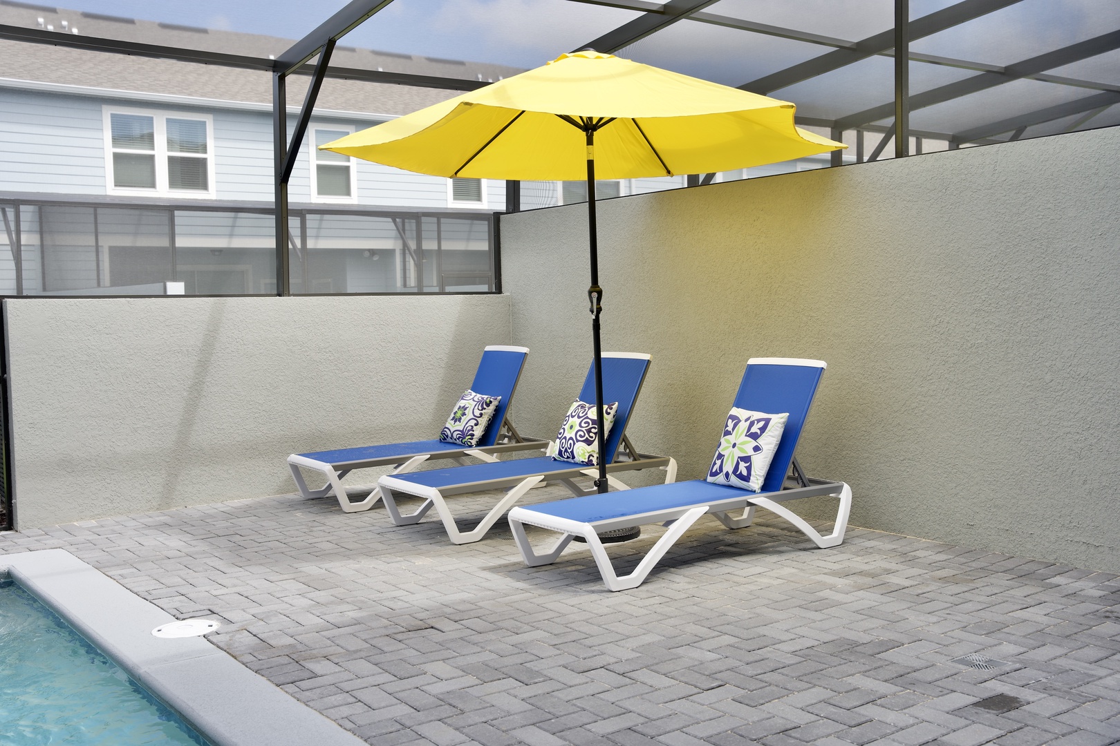 lounge chairs at pool
