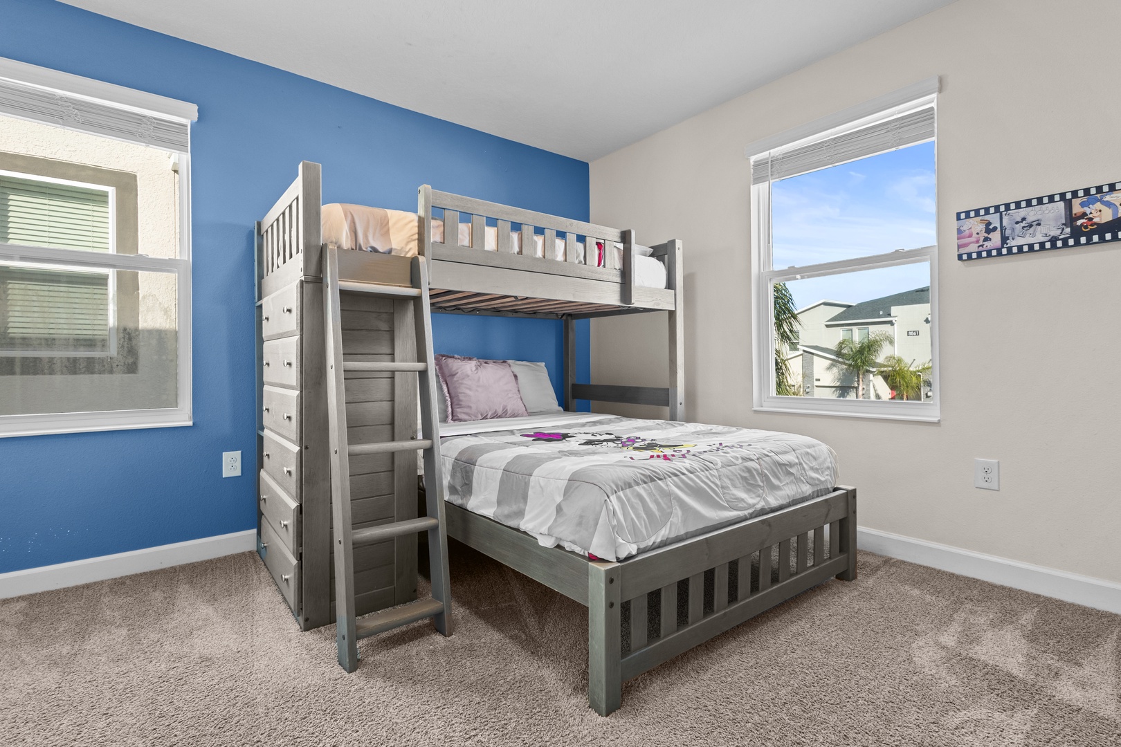 Your kids will love this fun bunk bed setup with plenty of space to play and rest after exciting days.