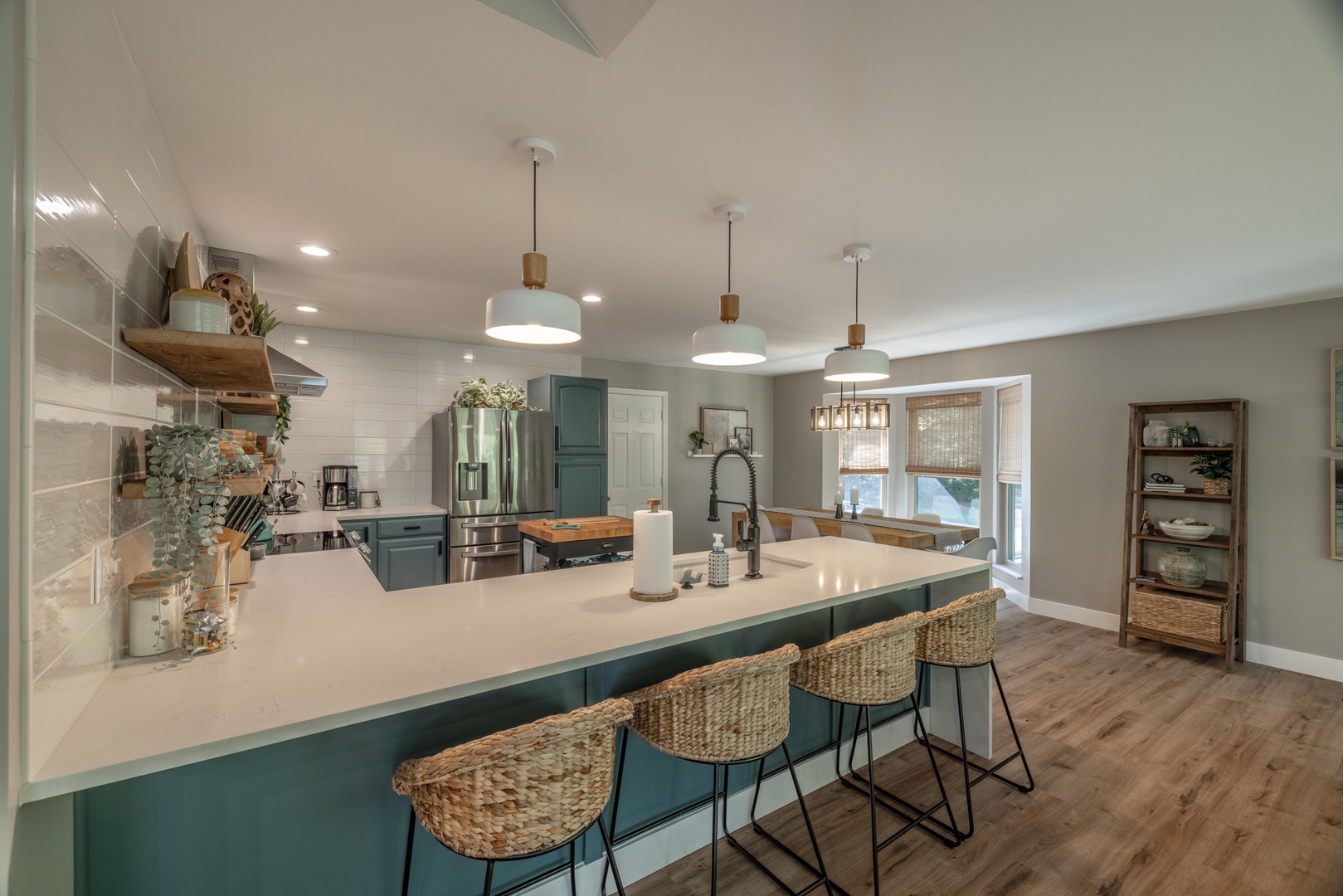Plenty of countertop space for large, family style meals