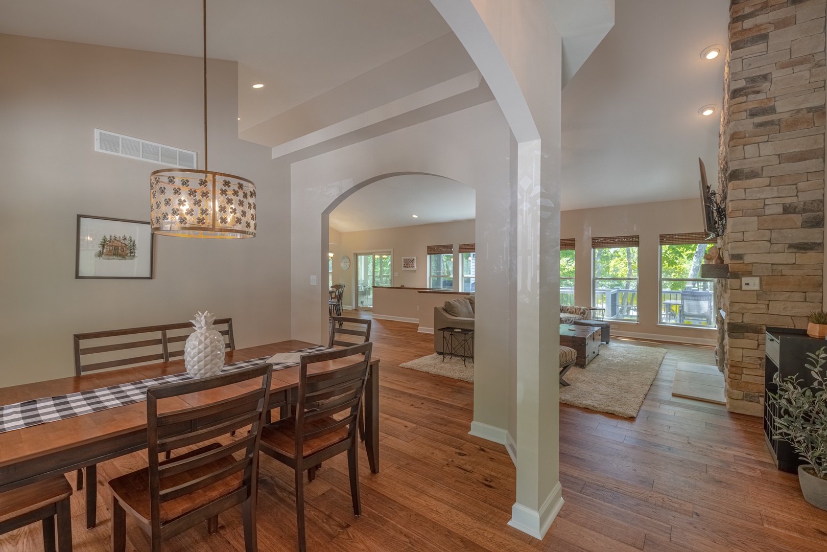 The formal dining room is perfect for family-style meals