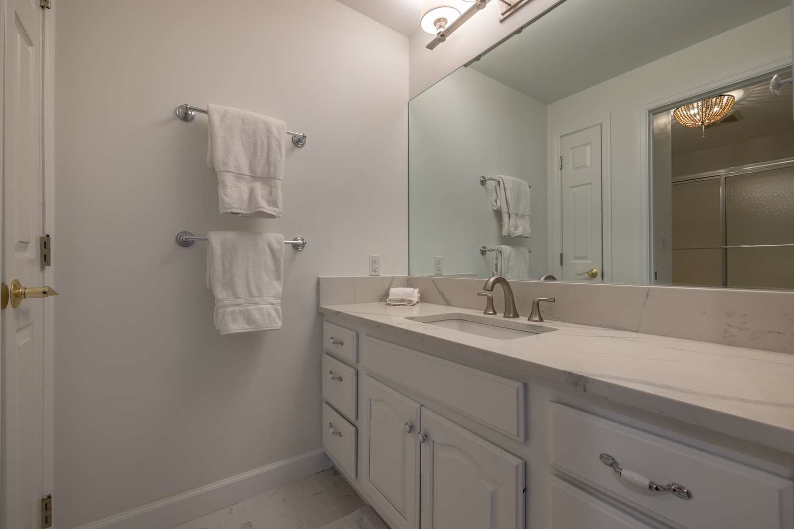 A third full bathroom on the lower level is easily accessible from every room