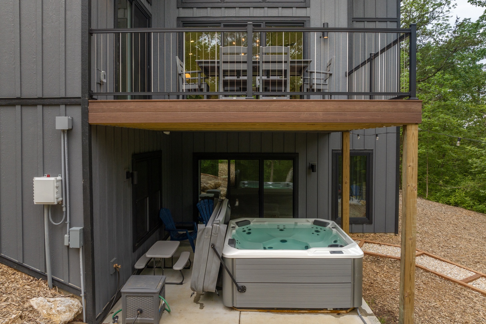 Enjoy ultimate relaxation in the hot tub while looking out at the iconic Innsbrook landscape
