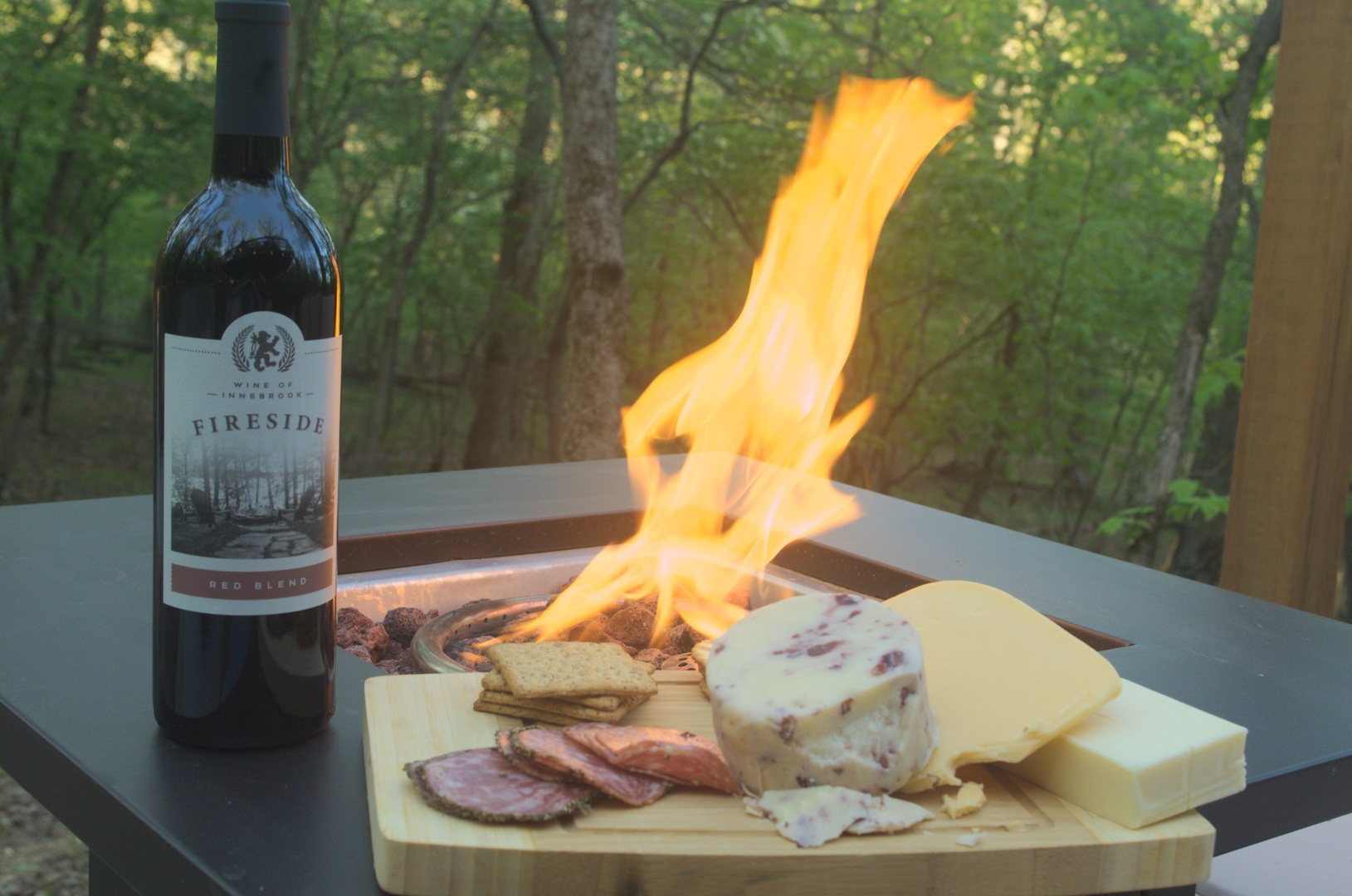 Enjoy the fire table and some Innsbrook wine available at the Market Cafe & Creamery.