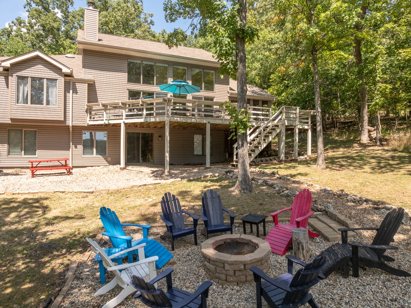 The expansive backyard is perfect for large groups of family to spend time outdoors