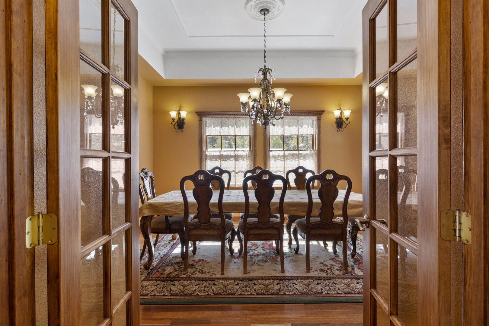 Formal dining room with seating for eight
