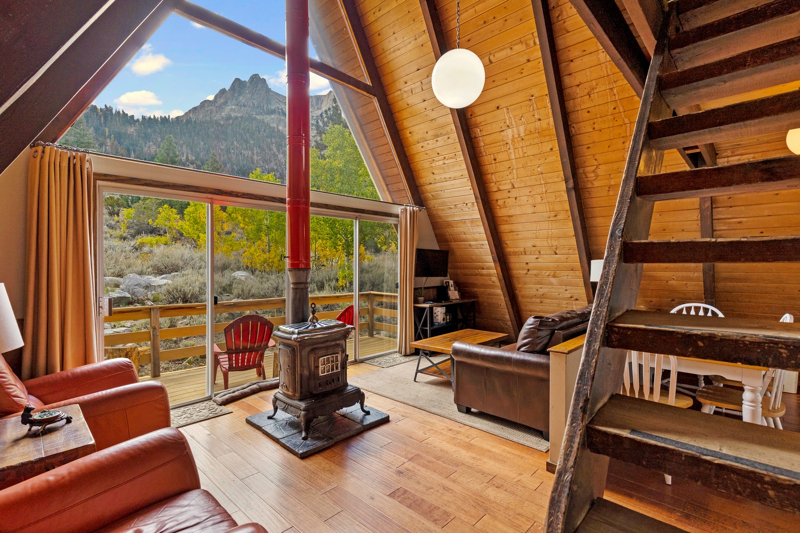 Wood burning fireplace with views for days