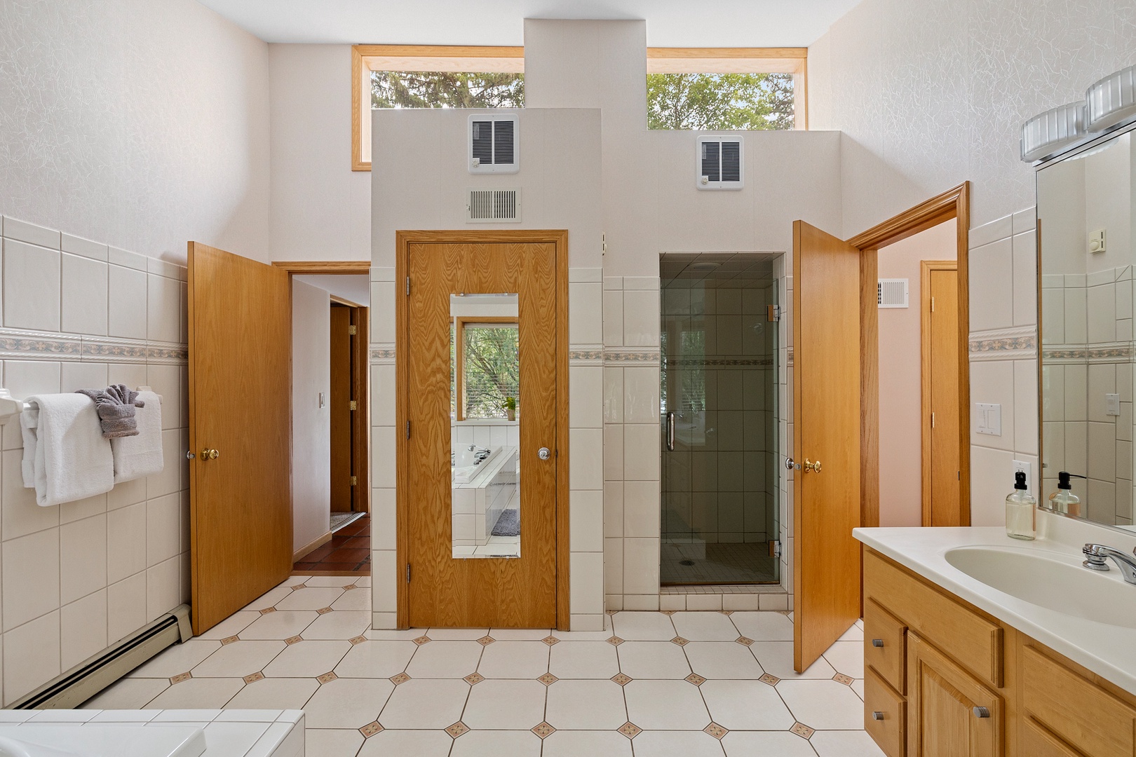 Enjoy a personal spa retreat in the privacy of the primary bathroom.