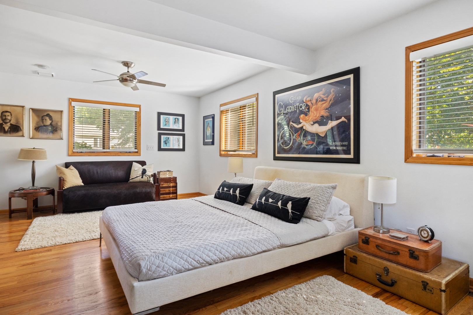 The main ensuite is downstairs and has a king bed.