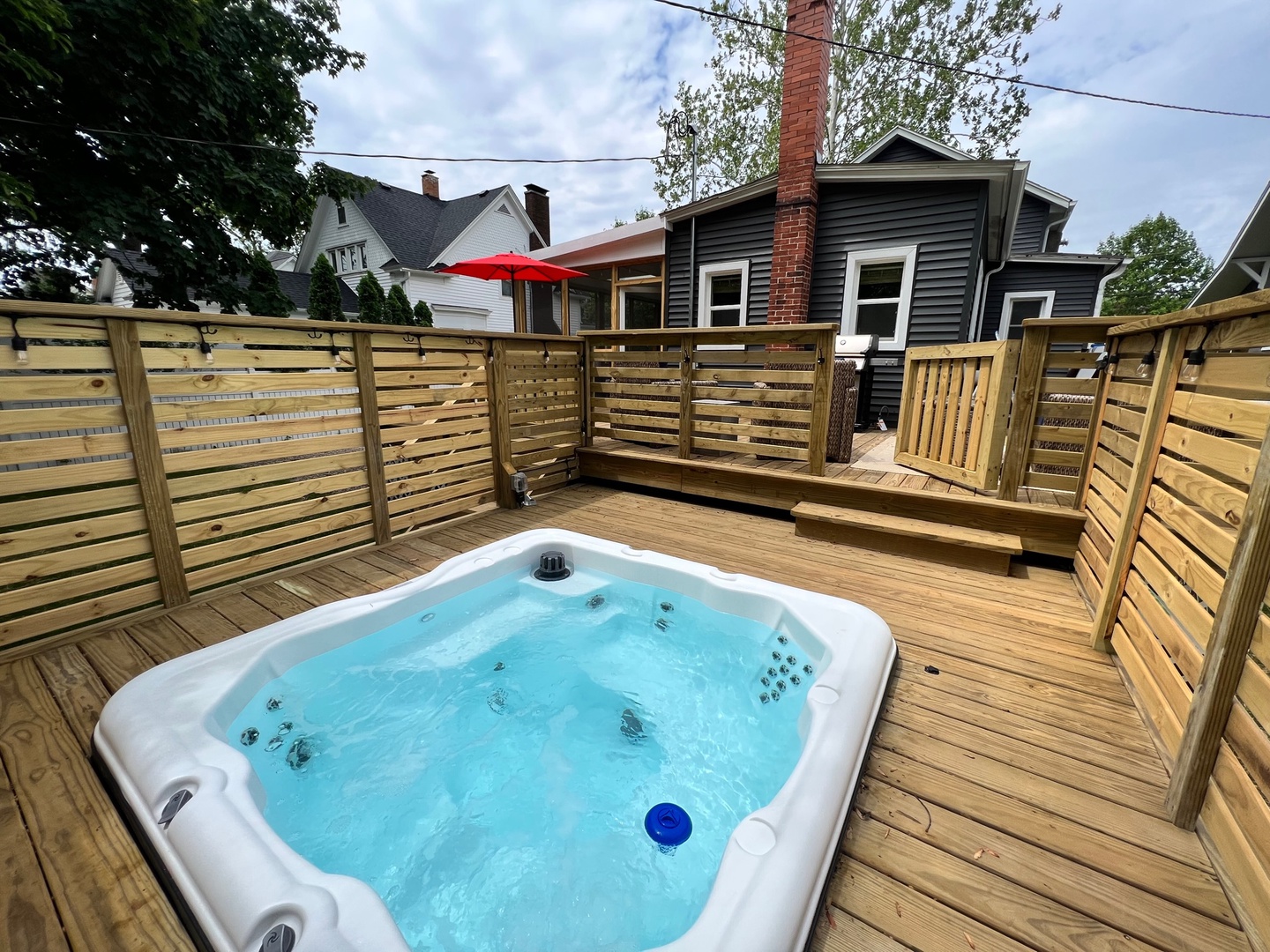 Our private 6-person hot tub is the best spot to relax every evening.