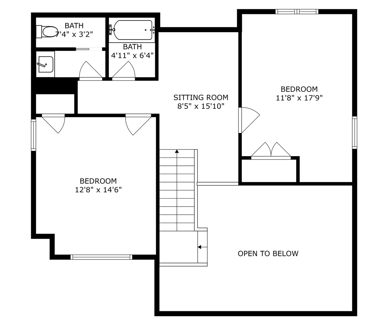 Greystone Cottage's 2nd level floorplan.