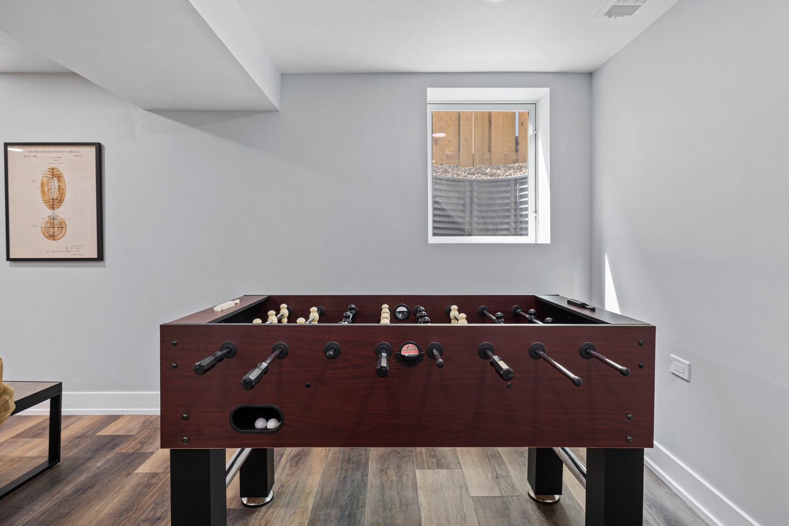Have tons of fun with the basement Foosball table.