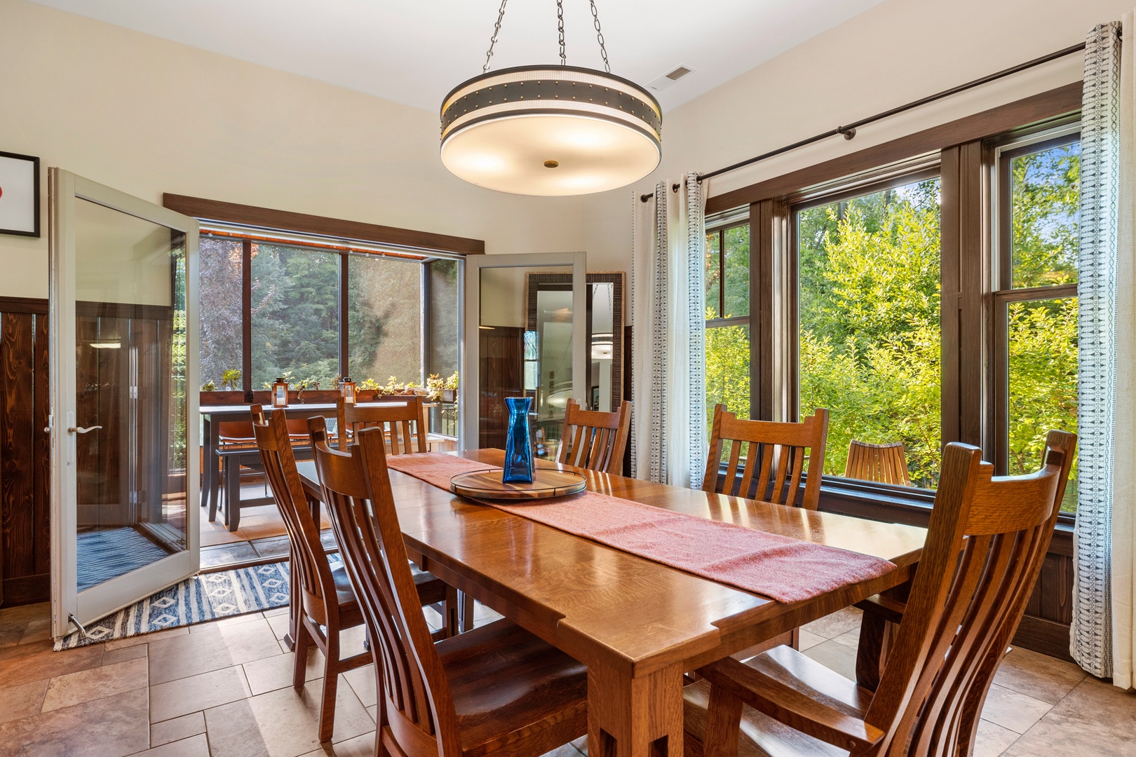 Seamlessly transition from indoor to outdoor dining off the main dining room.