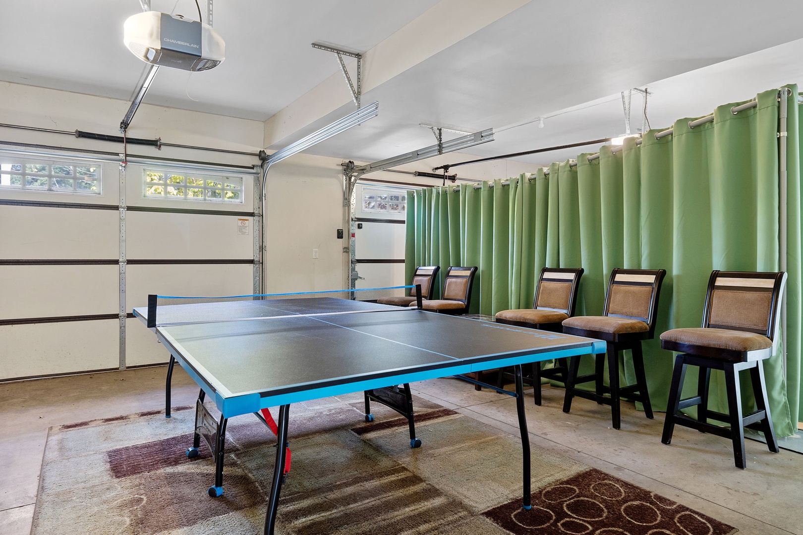 Those who enjoy playing ping-pong have a space for them to hang out.