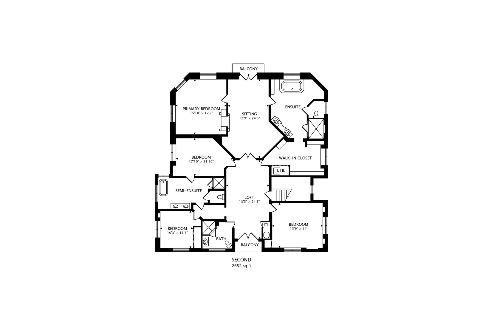 Second-level floor plan for Lakeshore Haven.