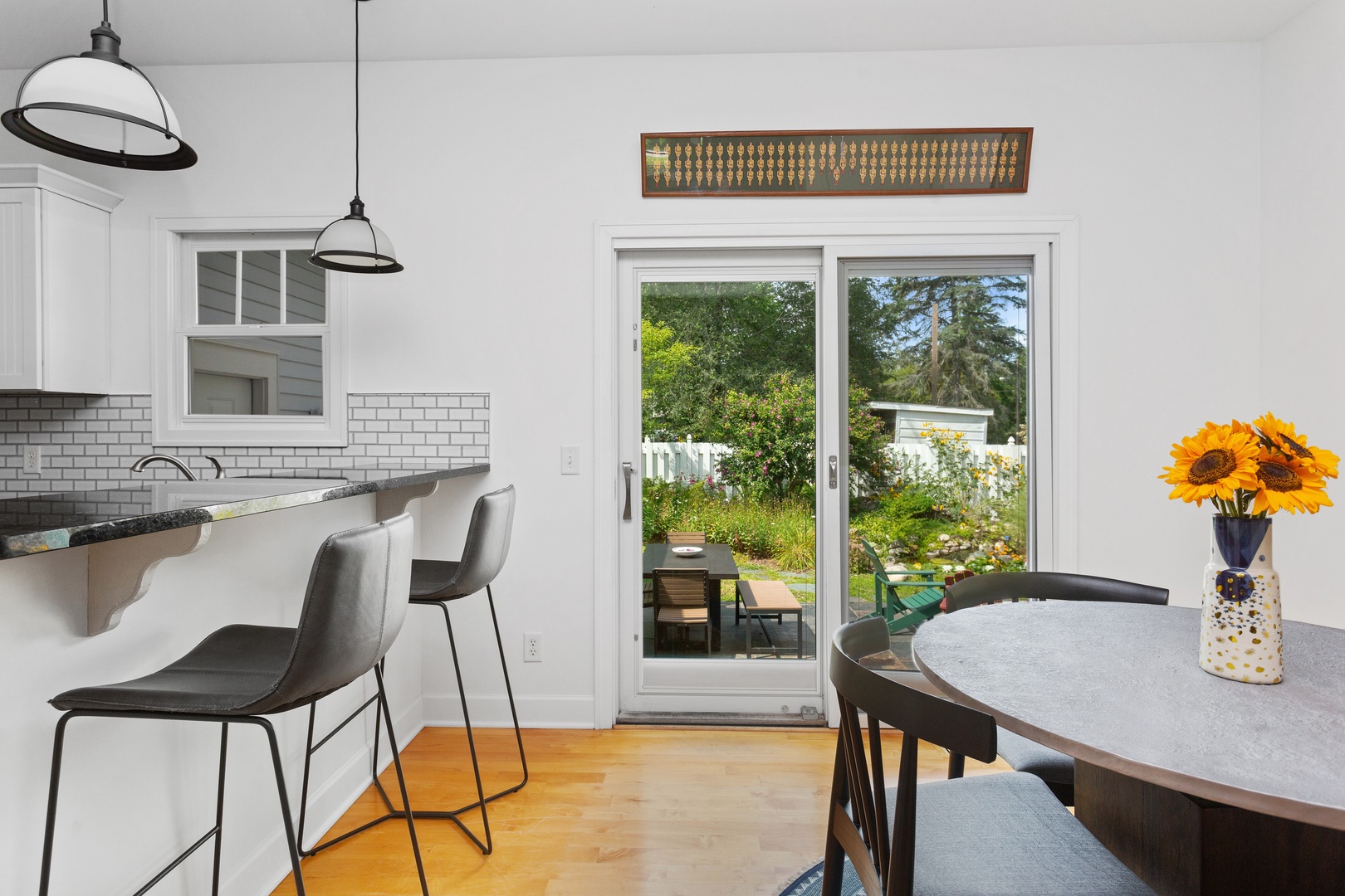 A private, Zen-style patio is found on the other side of sliding glass doors off the breakfast nook.