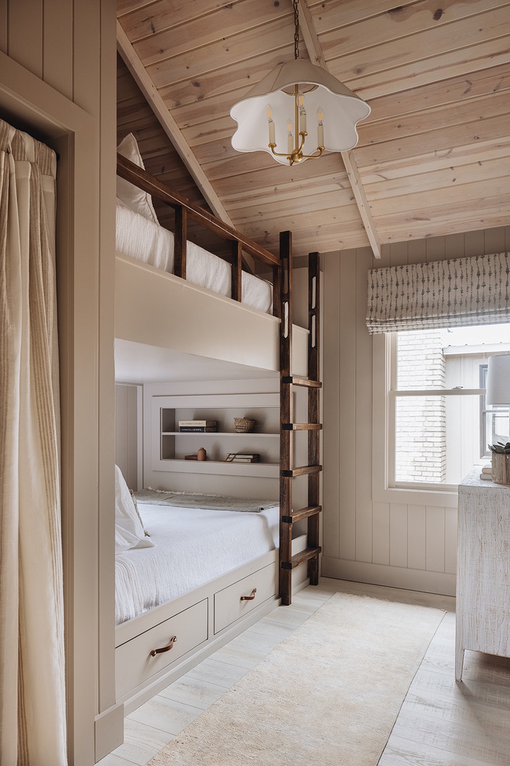 The highlight of one bedroom popular with kids at The Sage is custom bunk beds.