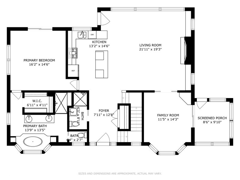 Main level of The Shore House.