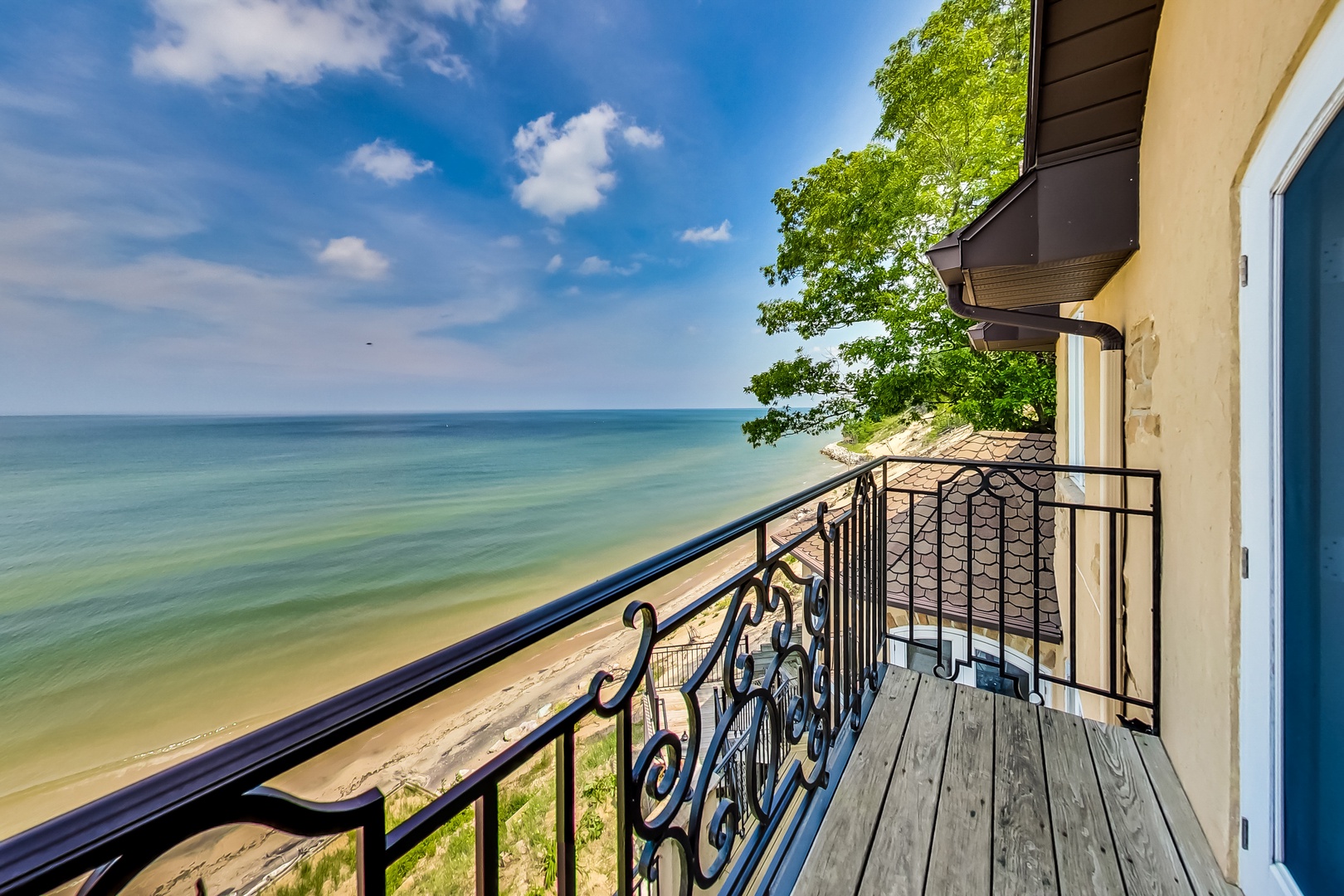 The views of Lake Michigan are incredible, including from this cool balcony.
