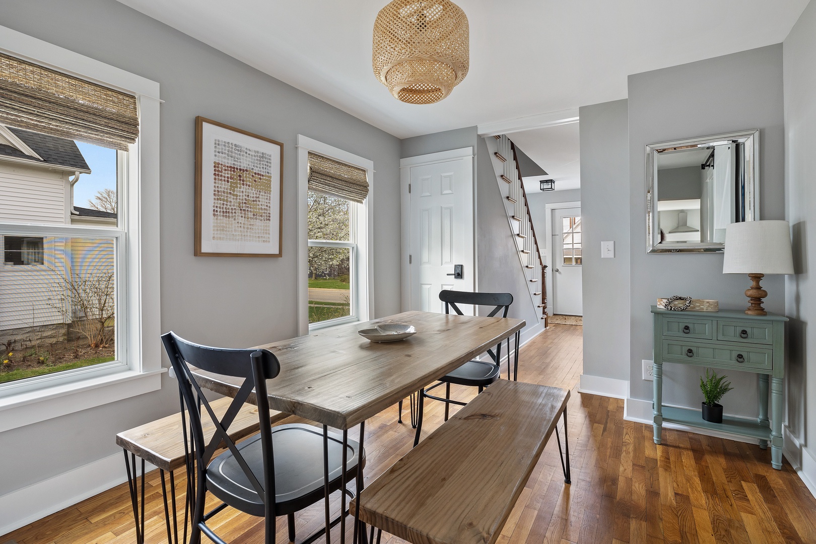 Gather around the spacious dining table with your loved ones.