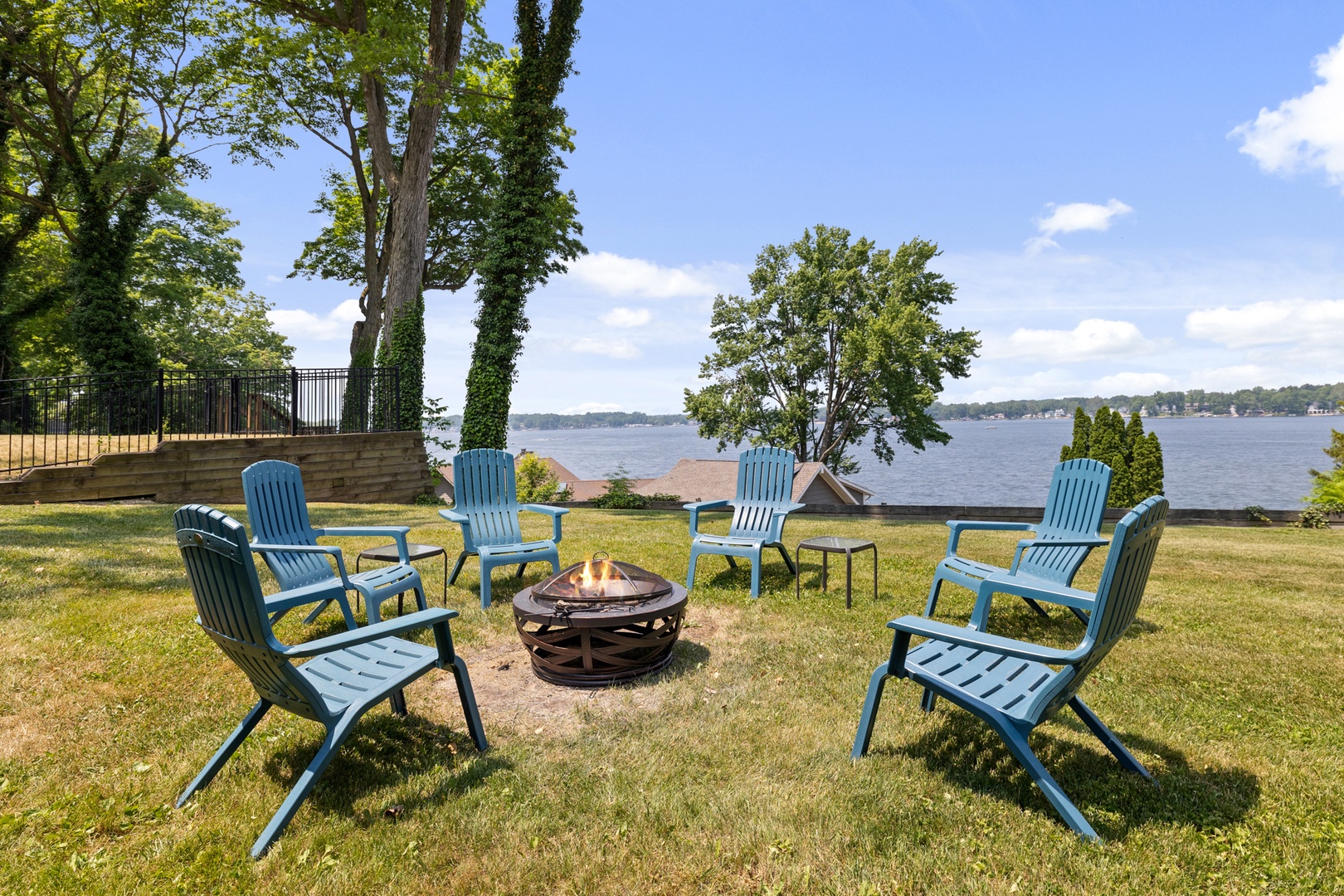 Fireside moments with views of Paw Paw lake? Now that's a vacation!
