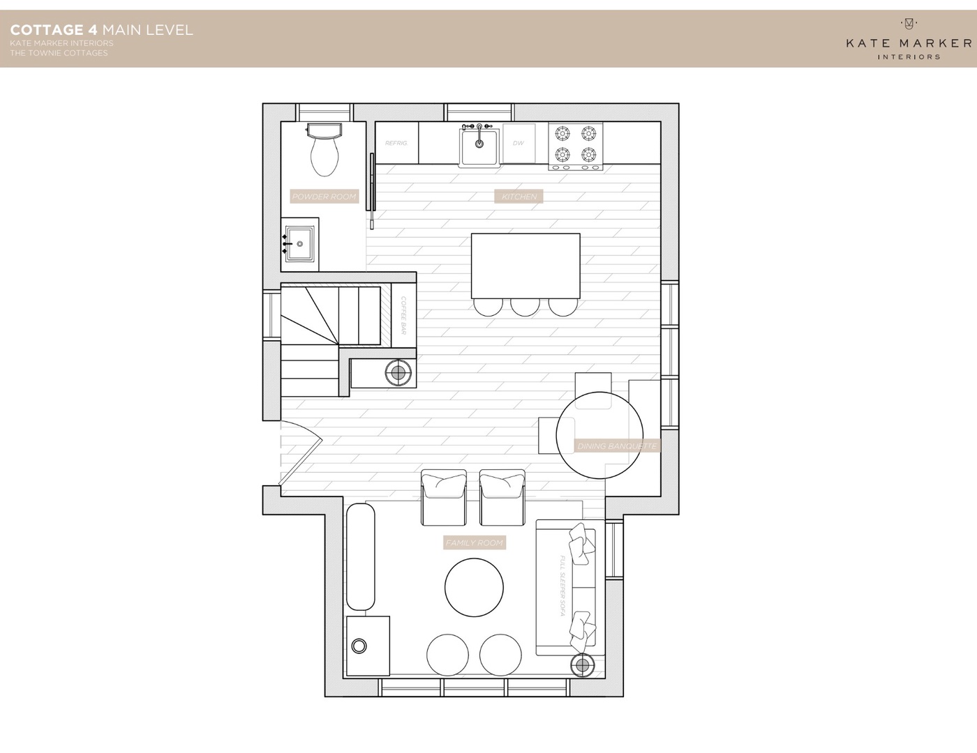 Townie Floor Plan - Cottage 4 (Main Level)