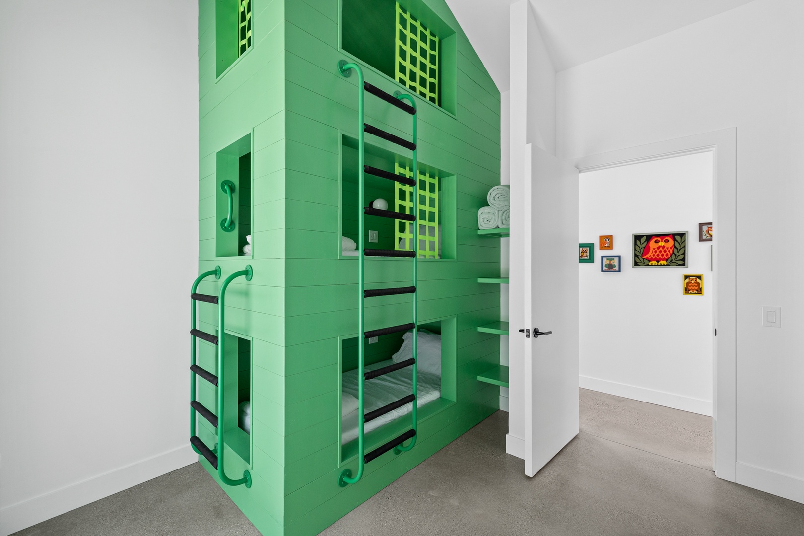 Bedroom #2 sleeps 3 in our over-the-top custom bunk bed.