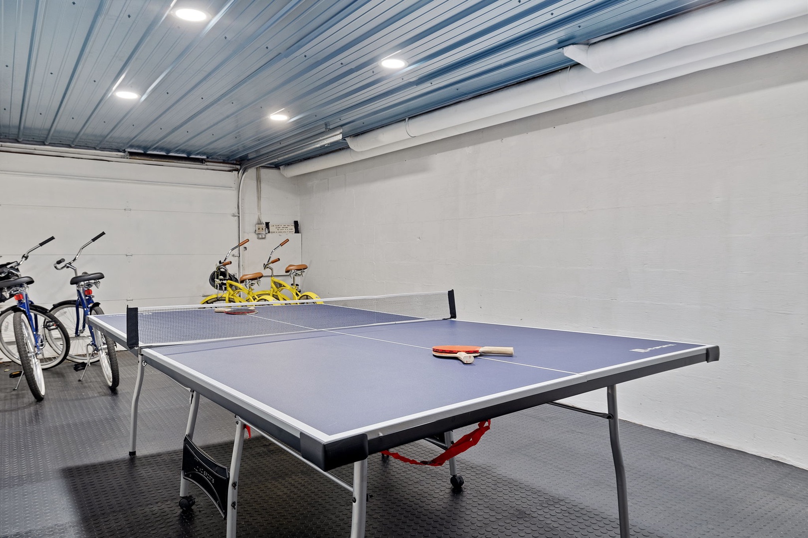 Mosey over to the garage space for a game of ping-pong.