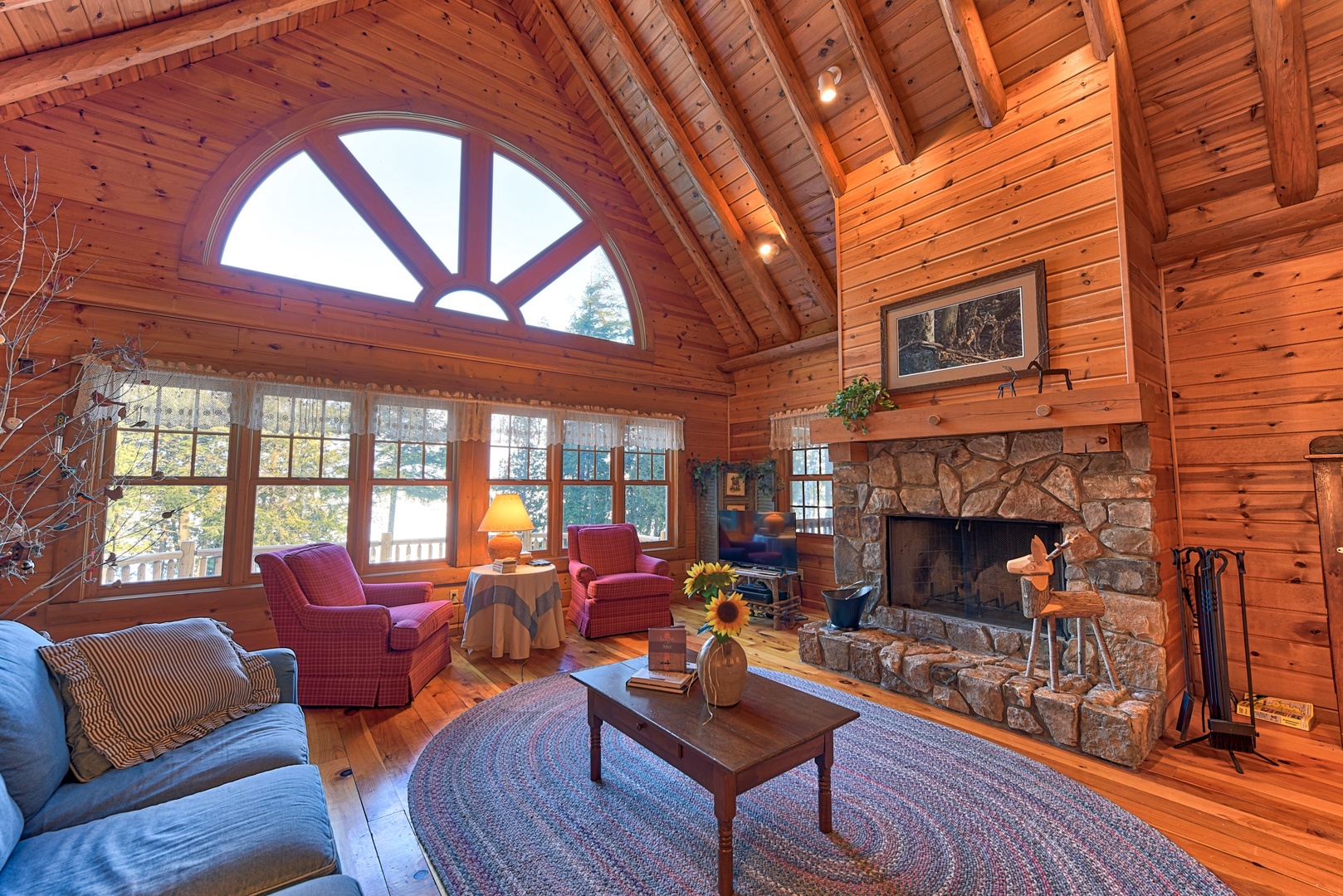 Cozy up by the fireplace in our inviting living room.