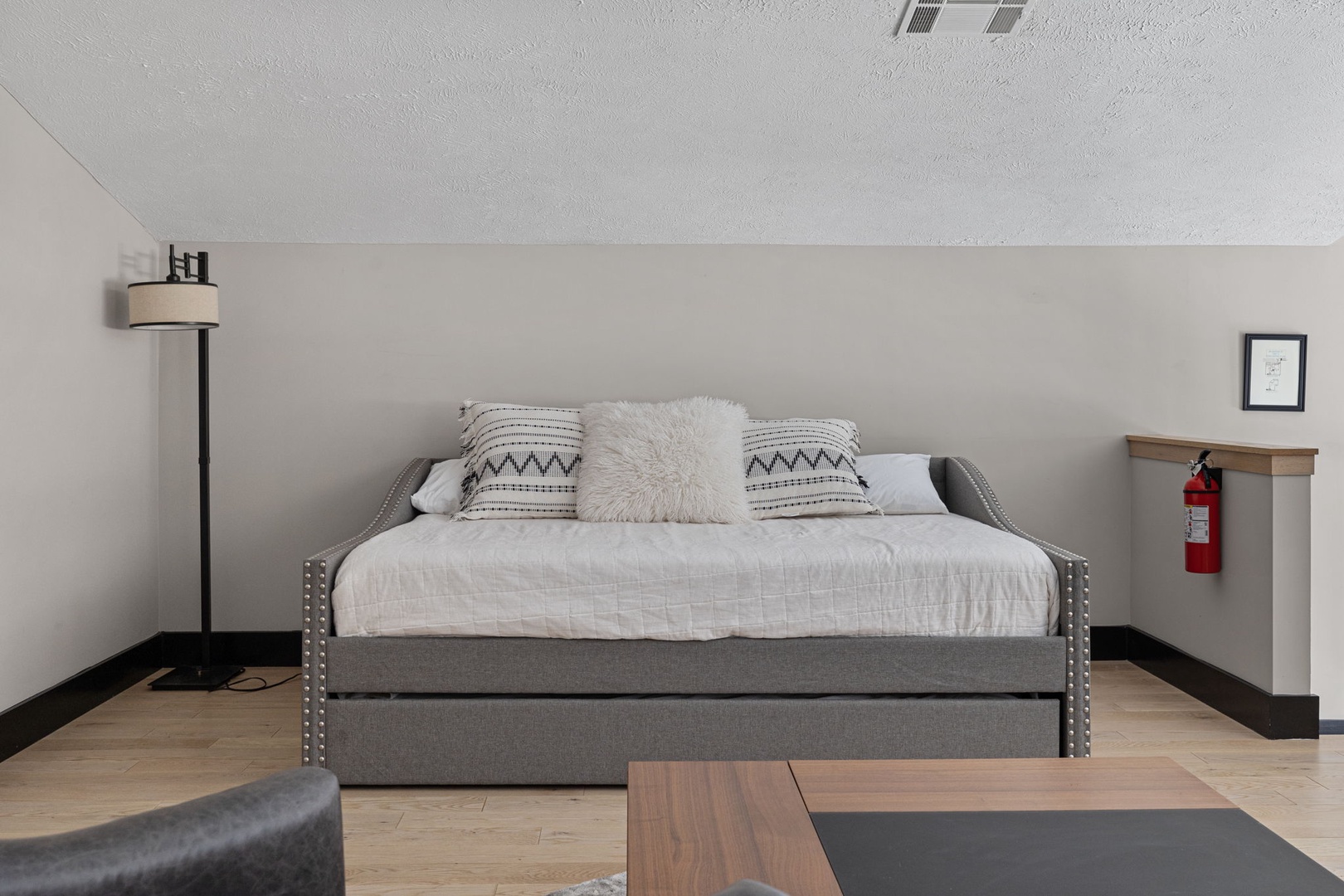 You and your guests will have sweet dreams in any of this loft’s cozy beds.