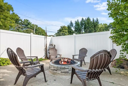 Got a privacy fence, a firepit, Adirondack chairs + a favorite beverage? Boom.