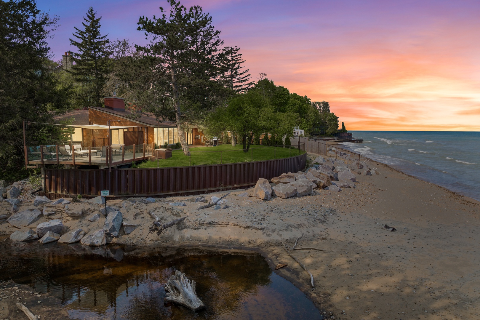 Imagine watching the sun set from your own private beach!