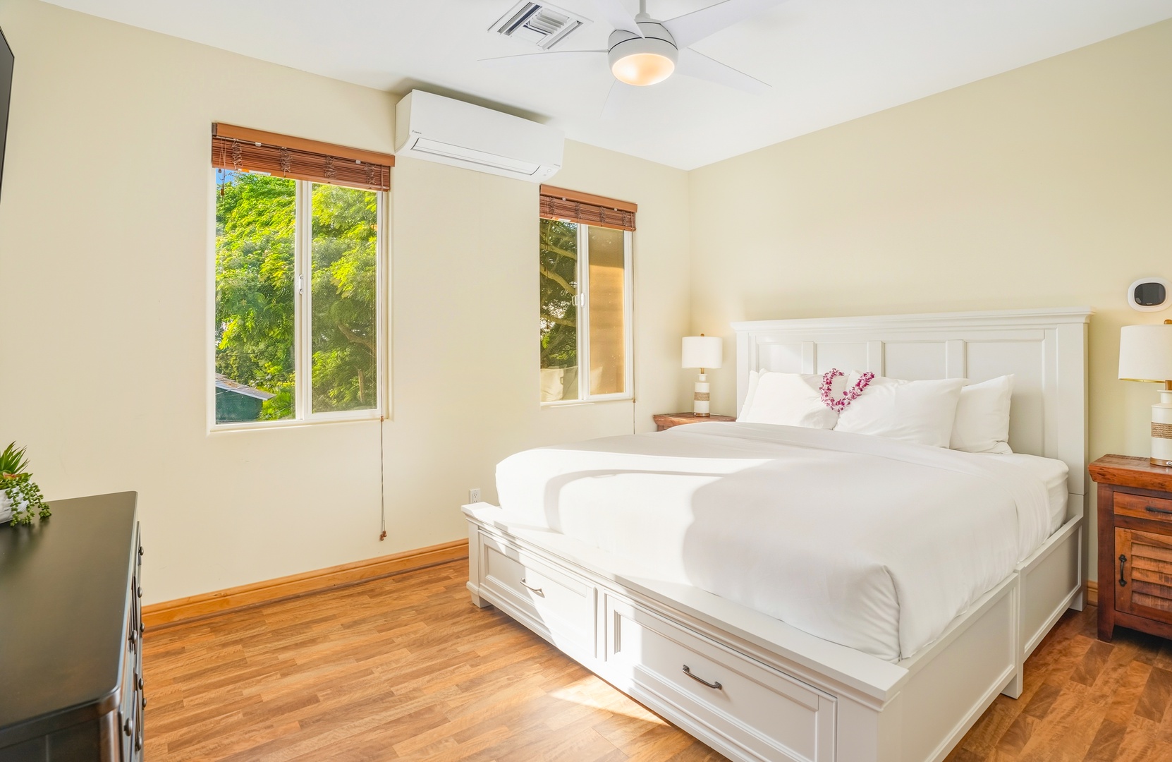Upstairs Front Bedroom with Mini-Split and King Bed