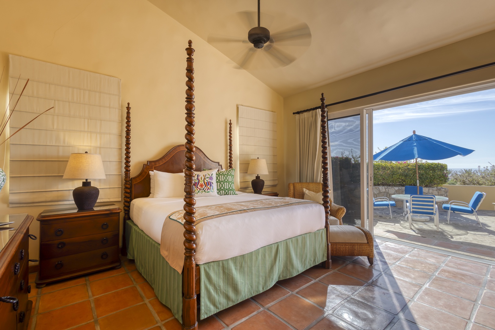 Wake up to stunning tropical views from your elegant four-poster bed, with your private terrace just steps away for morning coffee.