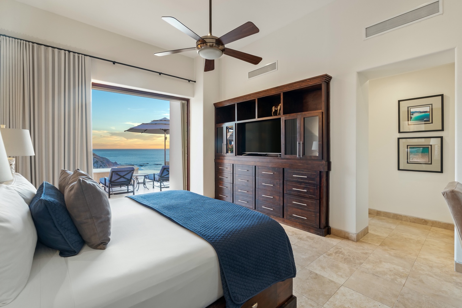 Wake to stunning ocean views from your bed, then step onto your private balcony to watch waves crash below.