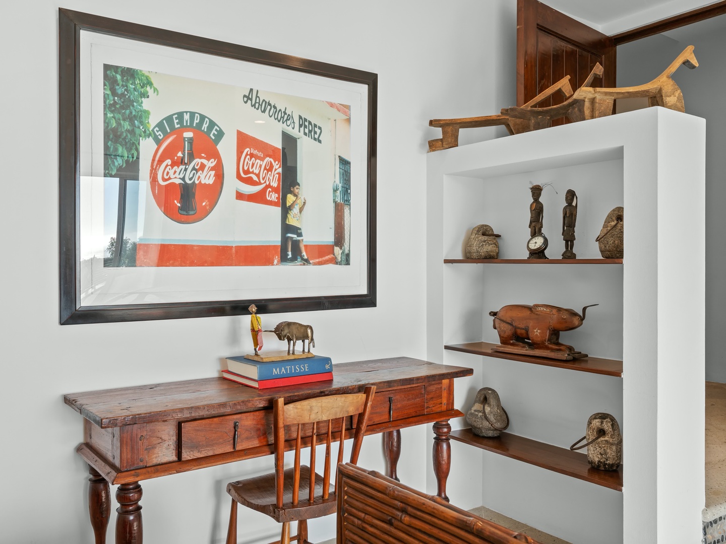 Your private workspace features handcrafted furniture and curated art, creating an inspiring corner to catch up on emails or plan adventures.