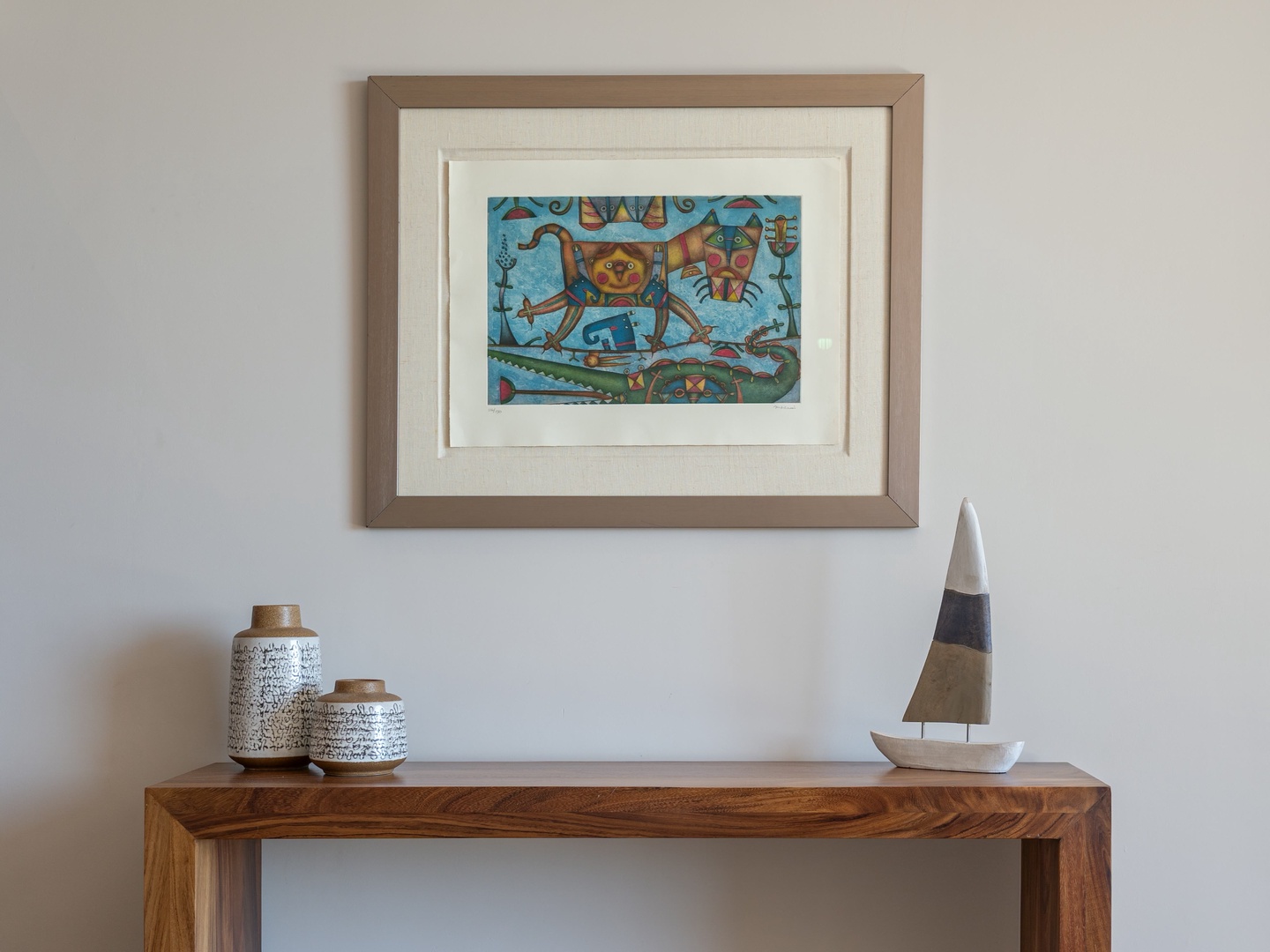 Whimsical local artwork adds a splash of color and personality to your welcoming entryway, setting a playful tone for your stay.