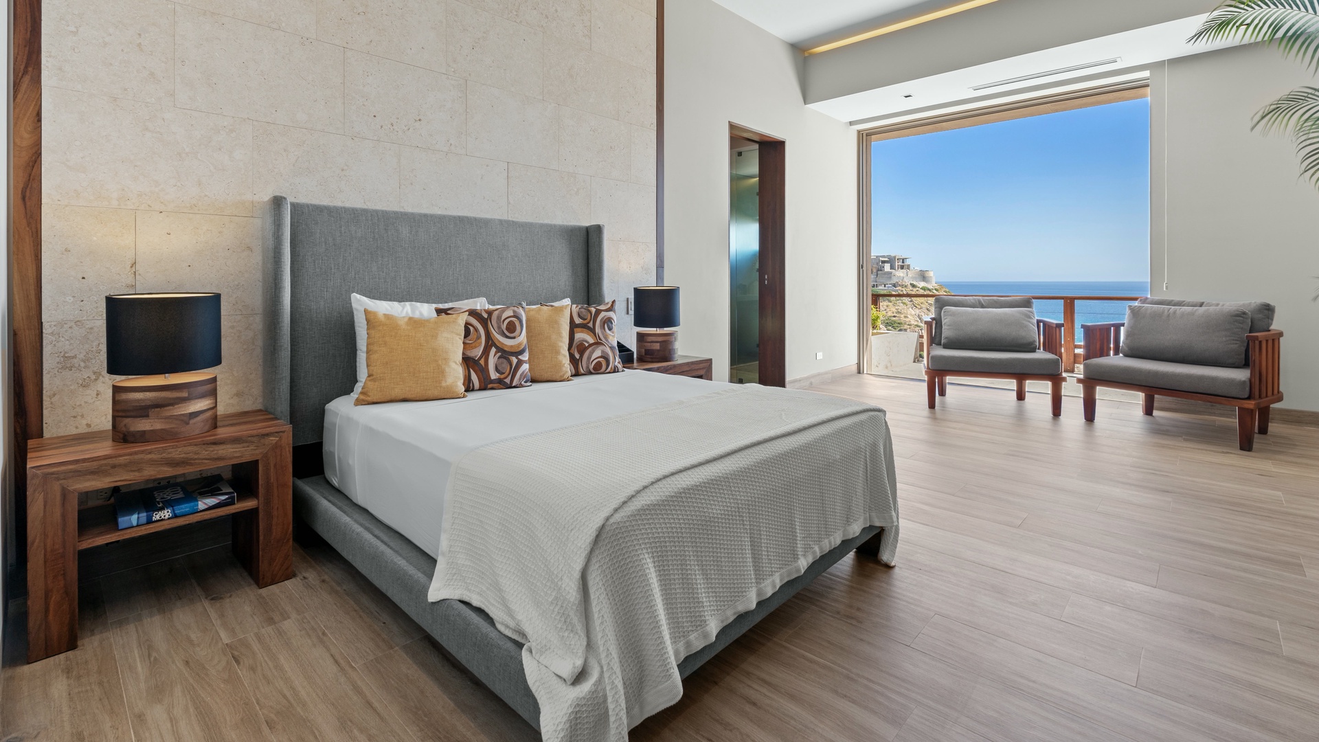 Wake up to breathtaking ocean views from your plush bed. Your private balcony invites peaceful mornings and stunning sunsets over the sea.