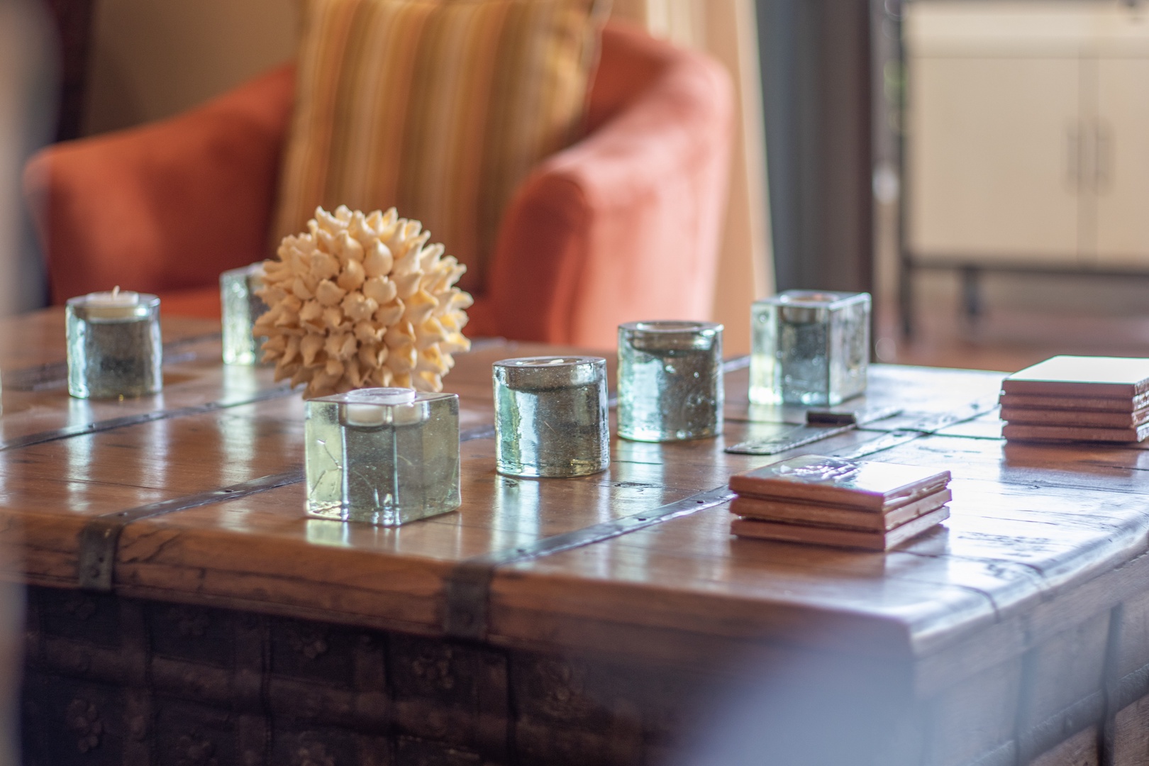 Unwind in your cozy living space, where warm tones and thoughtful touches create a relaxing retreat after exploring the area.