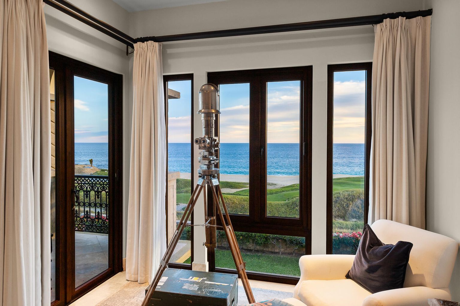 Relax in your living space with floor-to-ceiling windows framing uninterrupted ocean views. Step through the doors onto your private balcony and feel the coastal breeze.