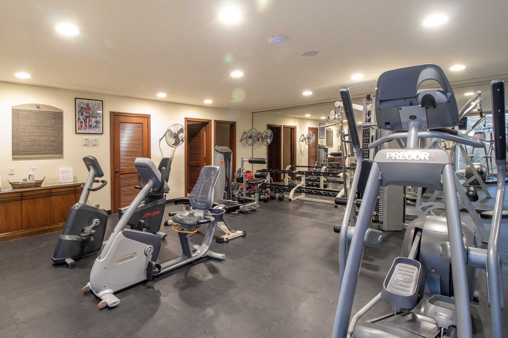 Stay on track with your fitness goals in the well-equipped gym, featuring cardio machines and strength-training equipment to keep you energized during your stay.