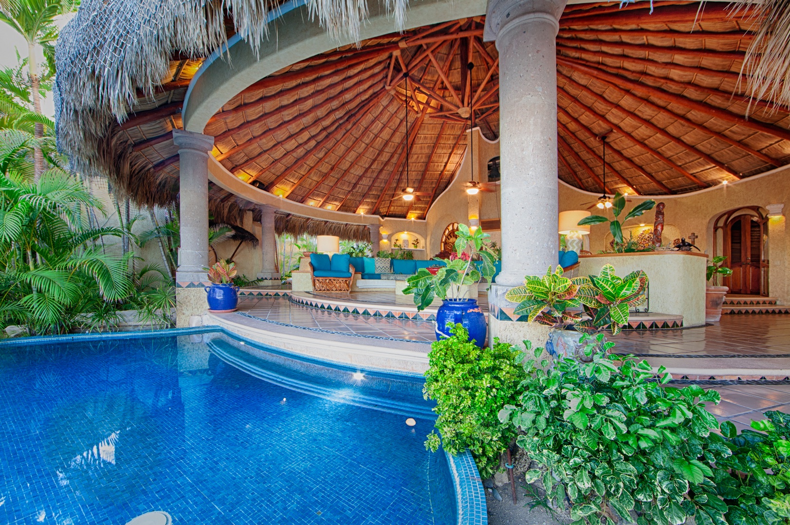 You'll love unwinding by your private pool beneath the beautiful thatched palapa, surrounded by lush tropical gardens.