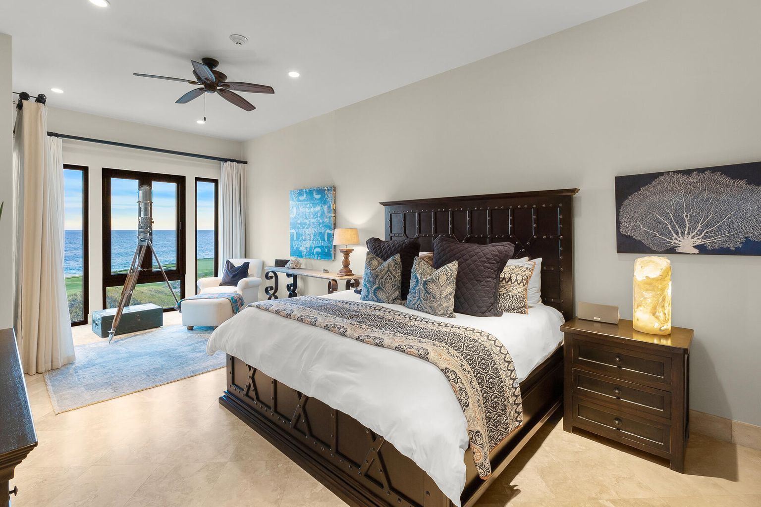 Wake up to stunning ocean views from your plush bed. The doors open to your private terrace where you can sip morning coffee while watching waves roll onto the shore.