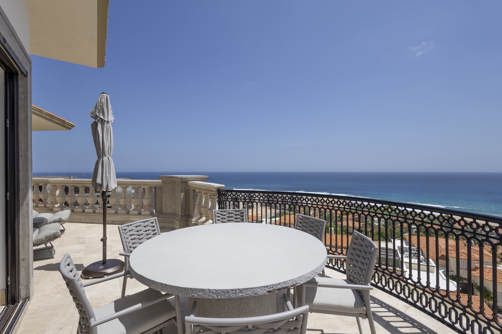 Private balcony with stunning Mediterranean views—your perfect spot for morning coffee or evening relaxation above the scenic coastline.