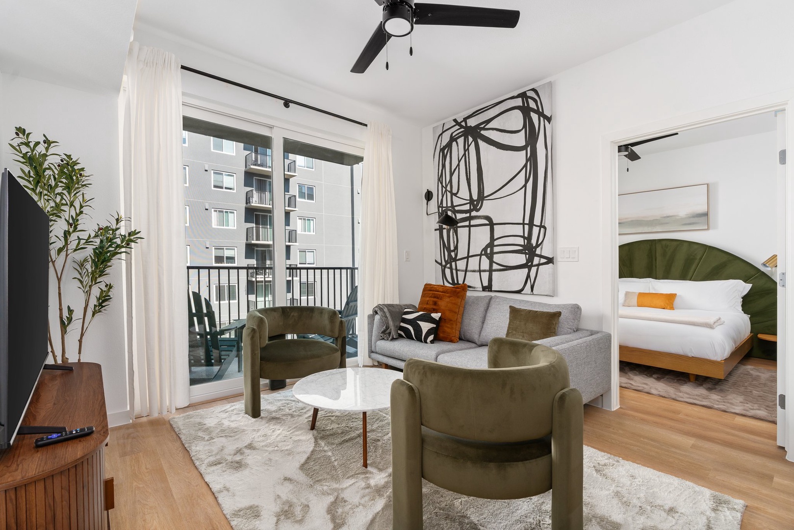 Relax and pamper yourself in this thoughtfully designed, stylish modern living space.