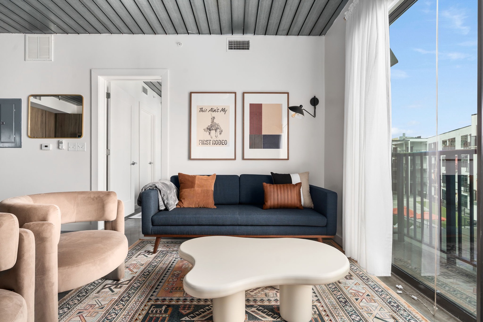 Make yourself at home in this comfortable living area with a smart TV.