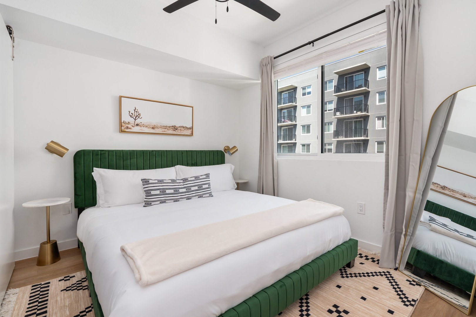 Unwind and recharge in this snug bedroom featuring a supportive memory foam mattress and a smart TV.